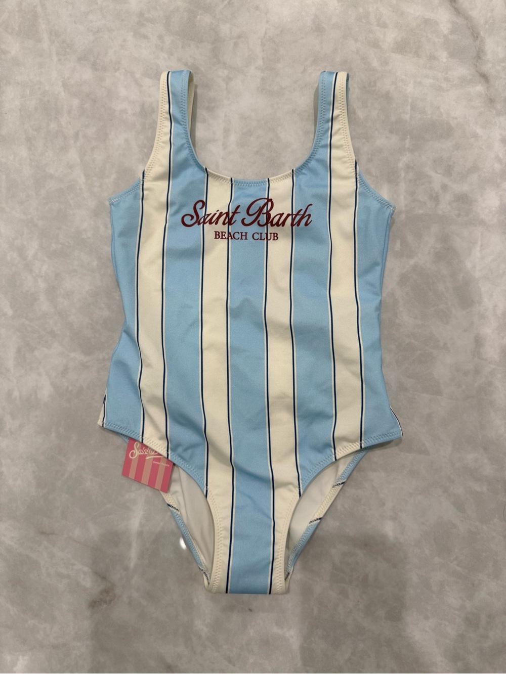 MC2 Saint Barth Light Blue & White Striped Girls' One-Piece Swimsuit